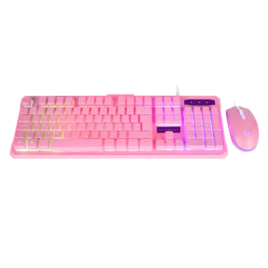 KIT GAMER TECLADO Y MOUSE BR SQUAD KTM330, ALÁMBRICO, ROSA, USB