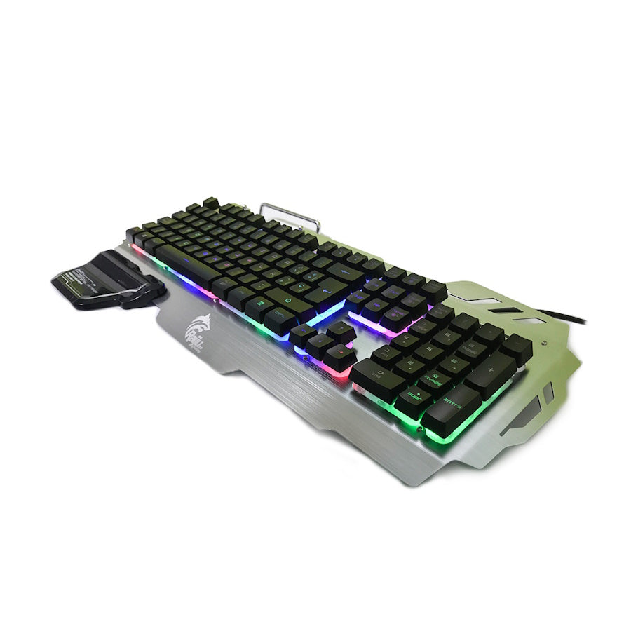 TECLADO GAMER RAIJU E-SPORTS RGB, ALÁMBRICO, ALUMINIO/NEGRO, USB