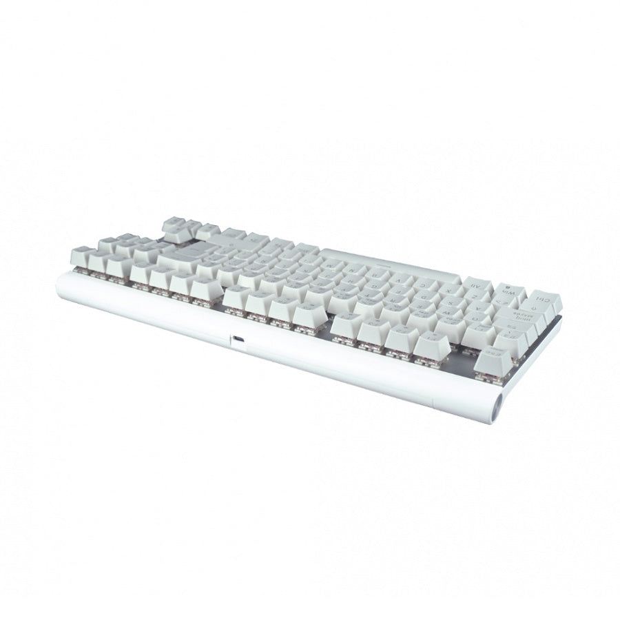 TECLADO GAMER BATAURO AURBAC TKL, ALÁMBRICO, MECÁNICO, SWITCH BLUE GATERON, BLANCO, USB