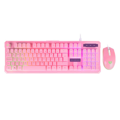 KIT GAMER TECLADO Y MOUSE BR SQUAD KTM330, ALÁMBRICO, ROSA, USB