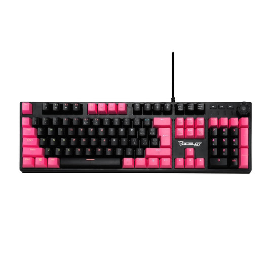 TECLADO GAMER OCELOT OGMK04, ALÁMBRICO, MECÁNICO, NEGRO/MAGENTA, USB