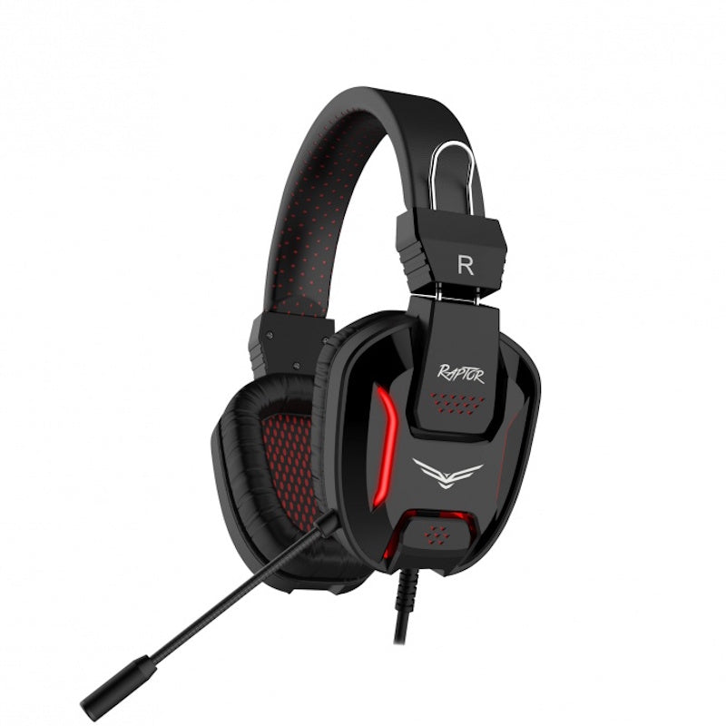 AUDÍFONOS GAMER NACEP RAPTOR, ALÁMBRICO, NEGRO/ROJO, 3.5MM, 2.5Mts