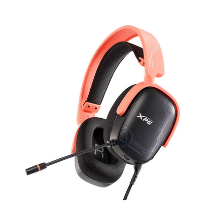 AUDÍFONOS GAMER PRECOG S MERA, ALÁMBRICO, NEGRO/CORAL, 3.5MM, 1.3Mts