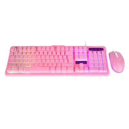 KIT GAMER TECLADO Y MOUSE BR SQUAD KTM330, ALÁMBRICO, ROSA, USB