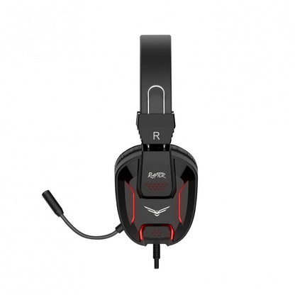 AUDÍFONOS GAMER NACEP RAPTOR, ALÁMBRICO, NEGRO/ROJO, 3.5MM, 2.5Mts