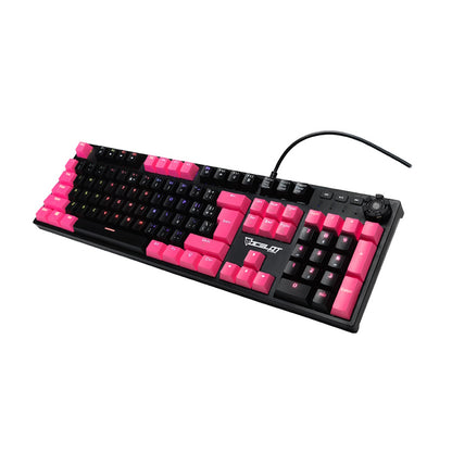 TECLADO GAMER OCELOT OGMK04, ALÁMBRICO, MECÁNICO, NEGRO/MAGENTA, USB