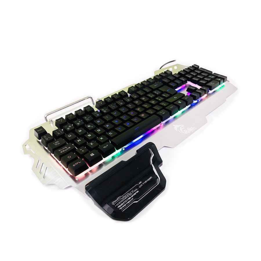 TECLADO GAMER RAIJU E-SPORTS RGB, ALÁMBRICO, ALUMINIO/NEGRO, USB