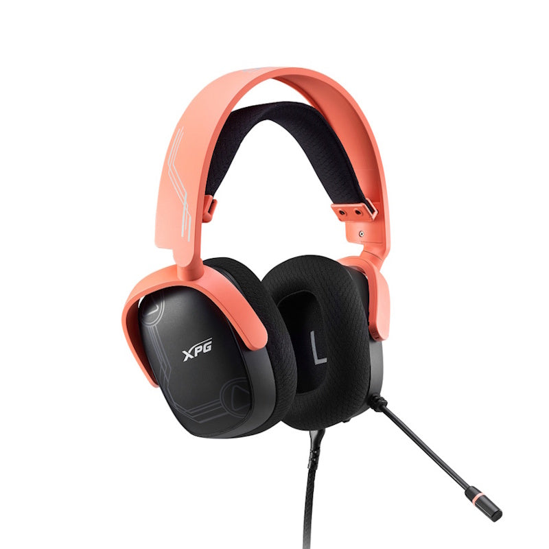 AUDÍFONOS GAMER PRECOG S MERA, ALÁMBRICO, NEGRO/CORAL, 3.5MM, 1.3Mts